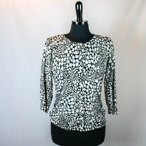 Joseph A Cardigan Sweater Black White Size…
